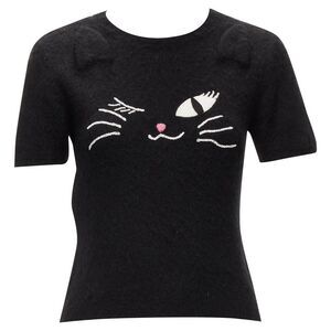 Moschino Boutique winking cat D ears furry cropped sweater